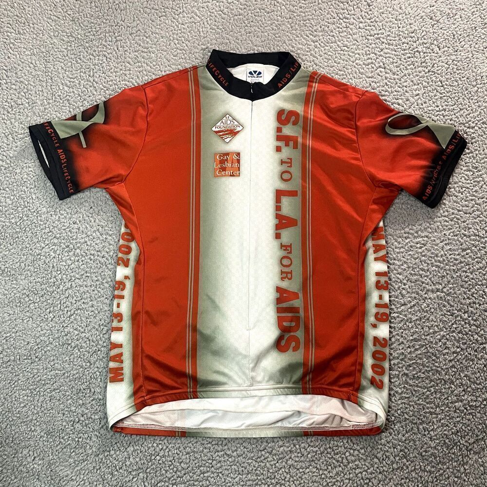Voler Biking Shirt Men's Short Sleeve Bicycle Aids Benefit Red Gray Large